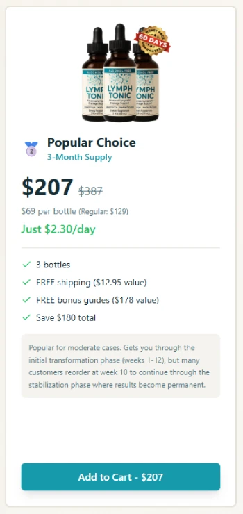 3 bottle price bundle for natural lymph wellness formula